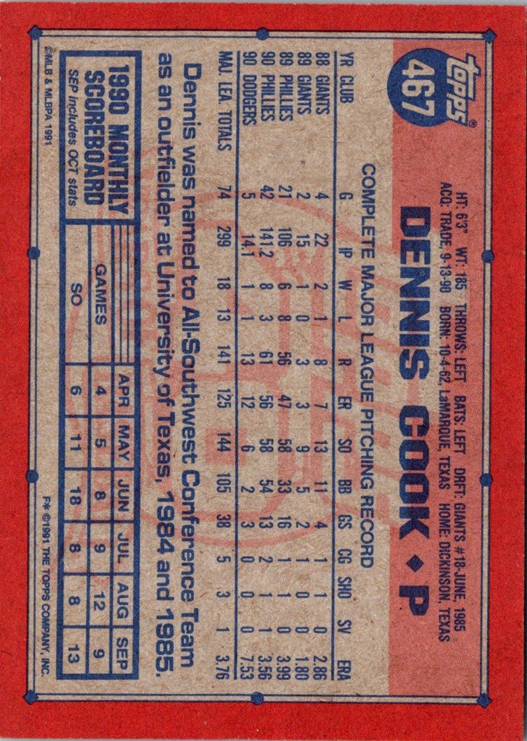 1991 Topps Dennis Cook