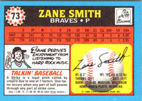 1987 Red Foley Stickers Zane Smith #73