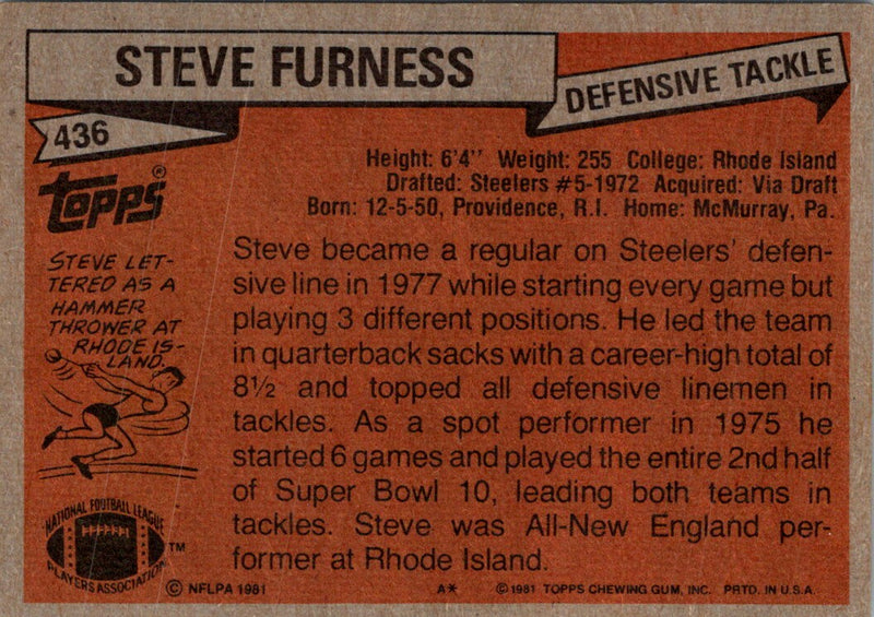 1981 Topps Steve Furness