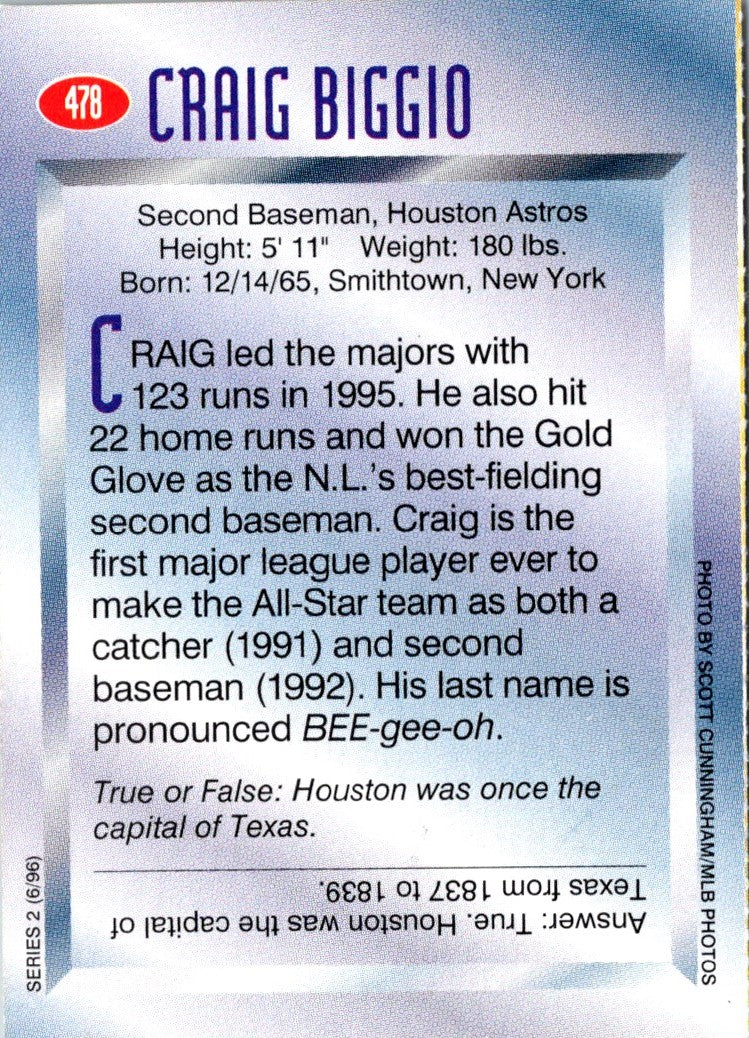 1995 Ultra Award Winners Craig Biggio