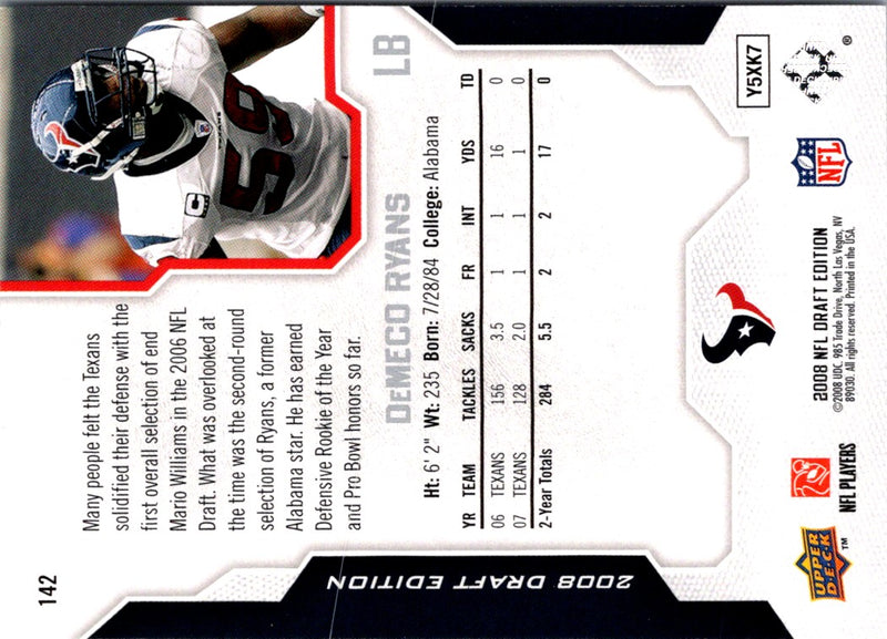 2008 Upper Deck Draft Edition DeMeco Ryans