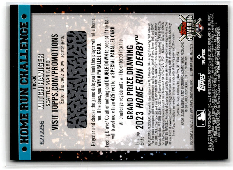 2022 Topps Home Run Challenge Code Cards Mitch Haniger