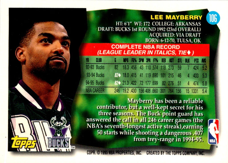 1995 Topps Lee Mayberry