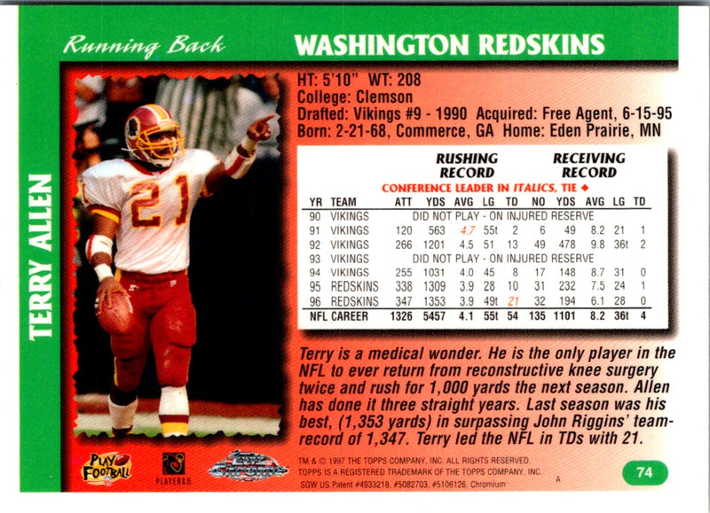 1997 Topps Chrome Terry Allen