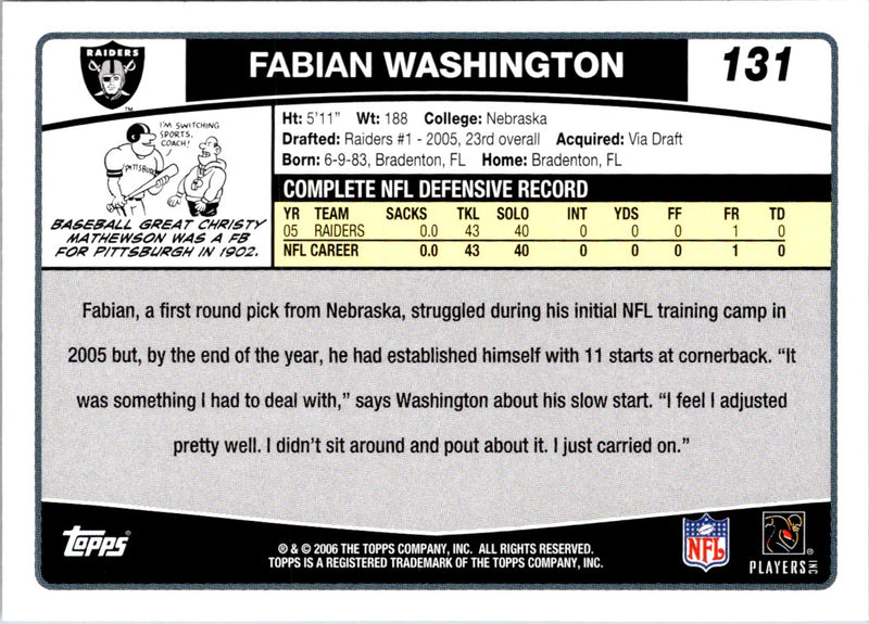 2006 Topps Fabian Washington