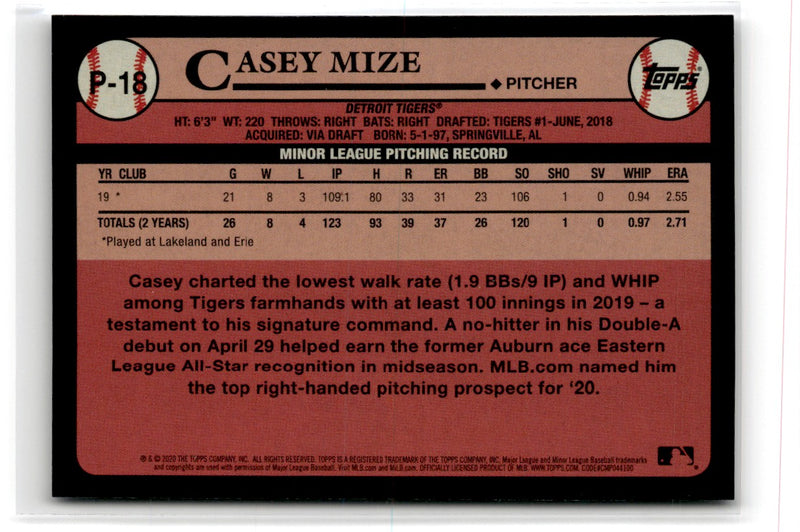 2020 Topps Update Prospects Casey Mize