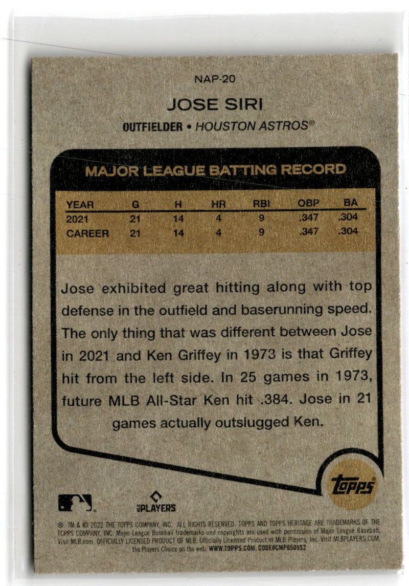 2022 Topps Heritage New Age Performers Jose Siri