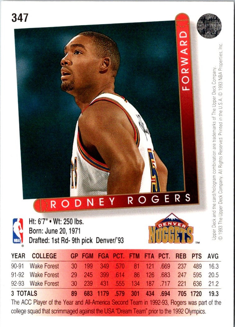 1993 Upper Deck Rodney Rogers