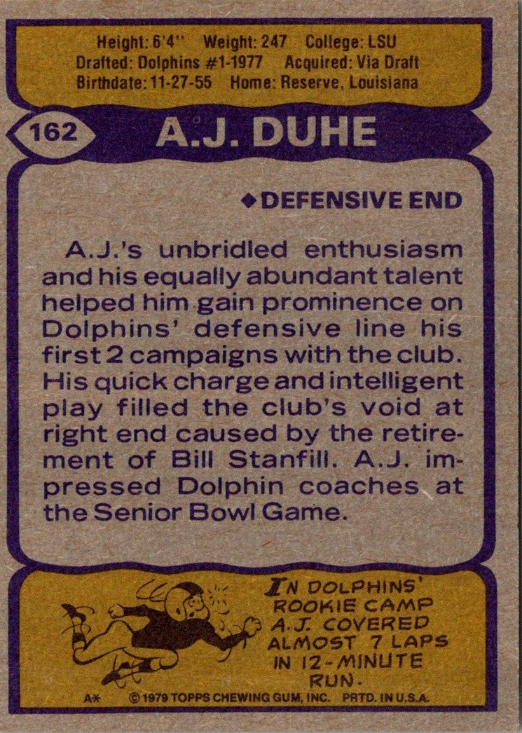 1979 Topps A.J. Duhe