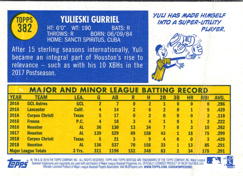 2019 Topps Heritage Yuli Gurriel