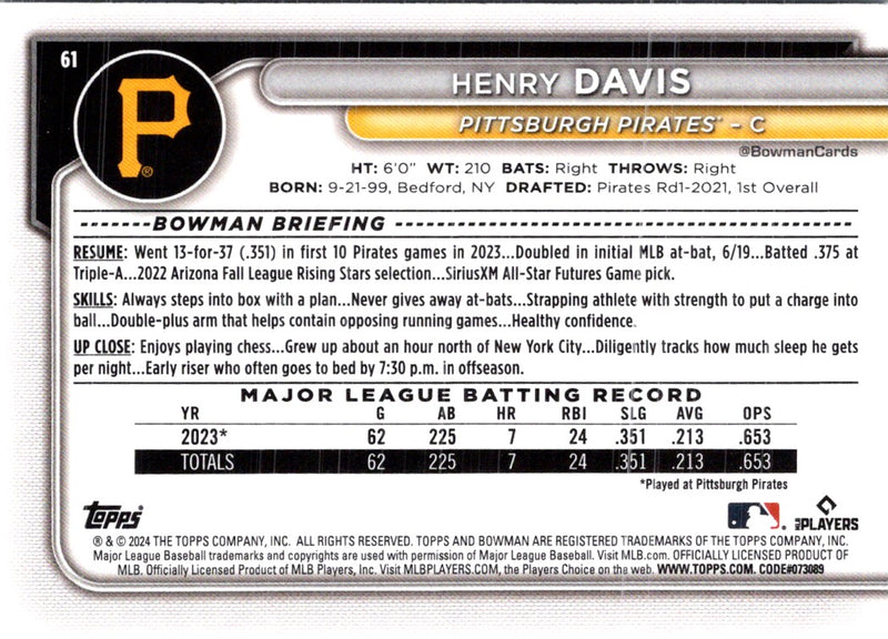 2024 Bowman Prospects Henry Davis