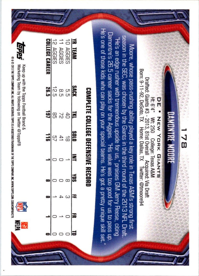 2013 Topps Damontre Moore