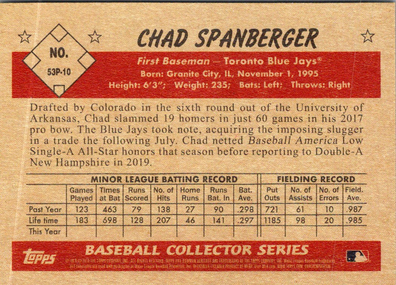 2019 Bowman Heritage Prospects Chad Spanberger