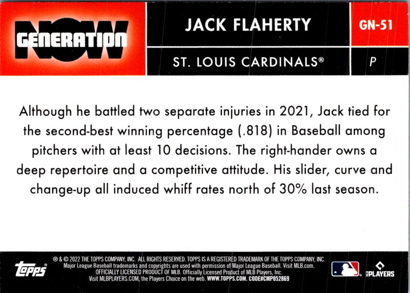 2022 Topps Generation Now Jack Flaherty