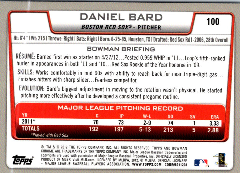 2012 Bowman Chrome Daniel Bard