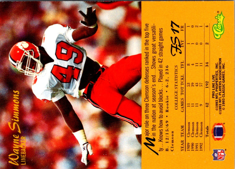 1993 Pro Line Live Future Stars Wayne Simmons