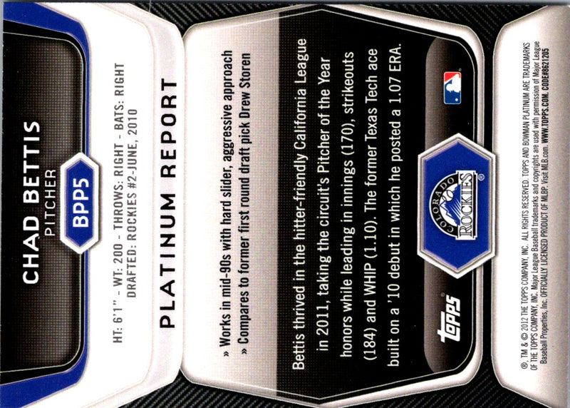 2012 Bowman Platinum Prospects Chad Bettis