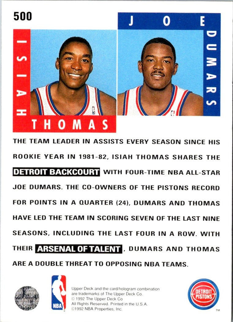 1992 Upper Deck Isiah Thomas/Joe Dumars