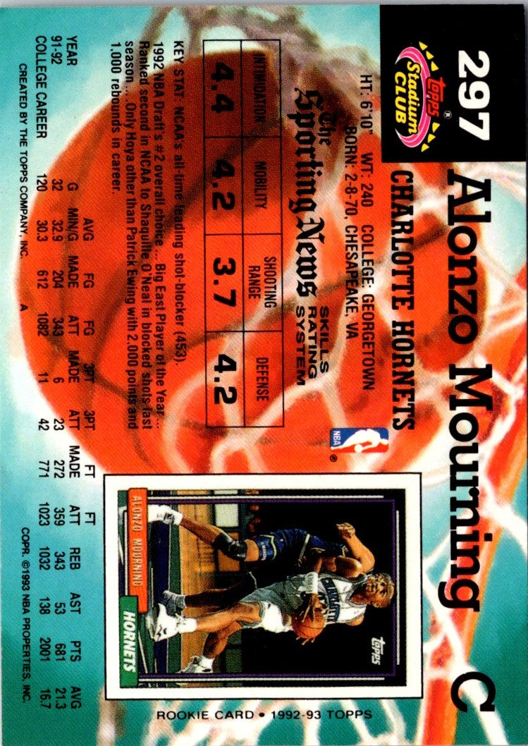 1992 Stadium Club Members Only Alonzo Mourning