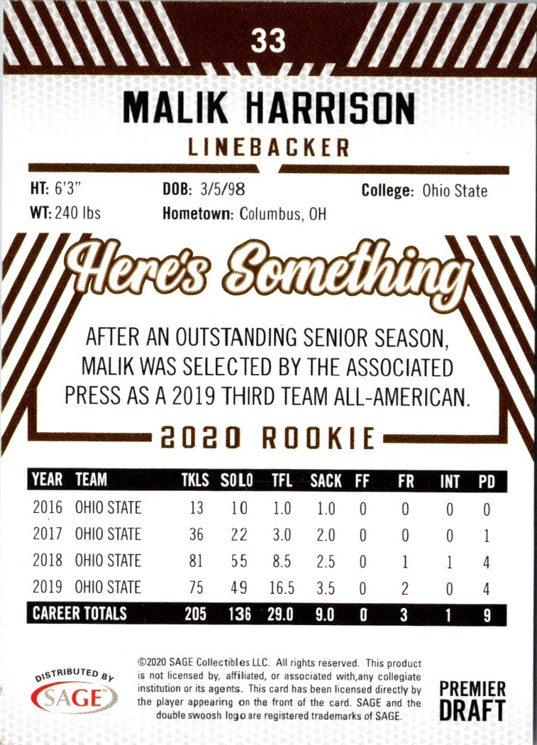 2020 SAGE HIT Malik Harrison