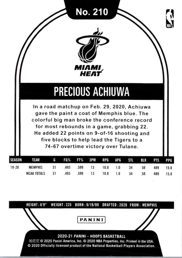 2020 Hoops Red Backs Precious Achiuwa