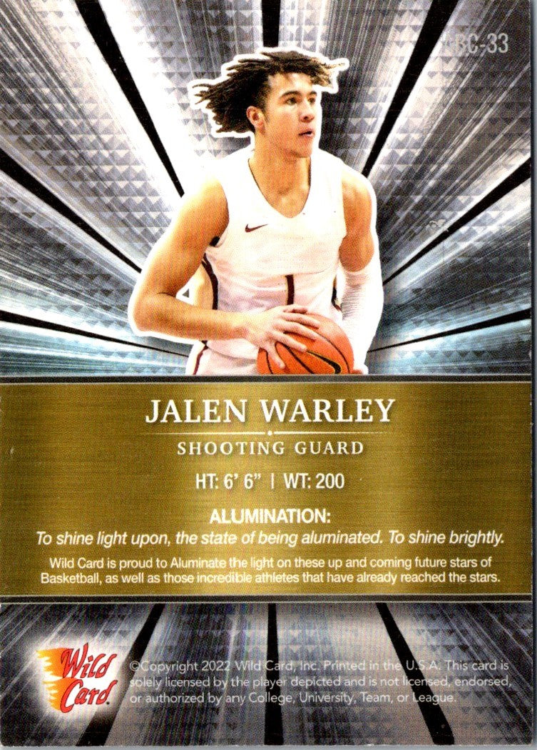 2022 Wild Card Matte Smoking Guns Jalen Warley