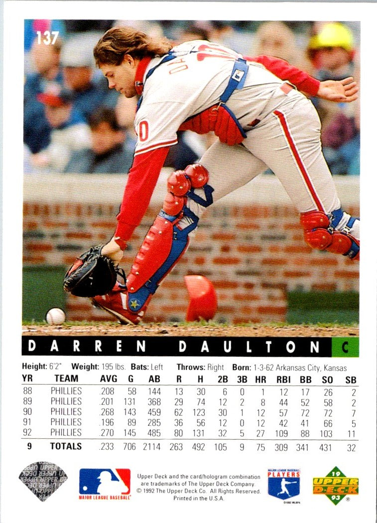 1993 Upper Deck Gold Hologram Darren Daulton