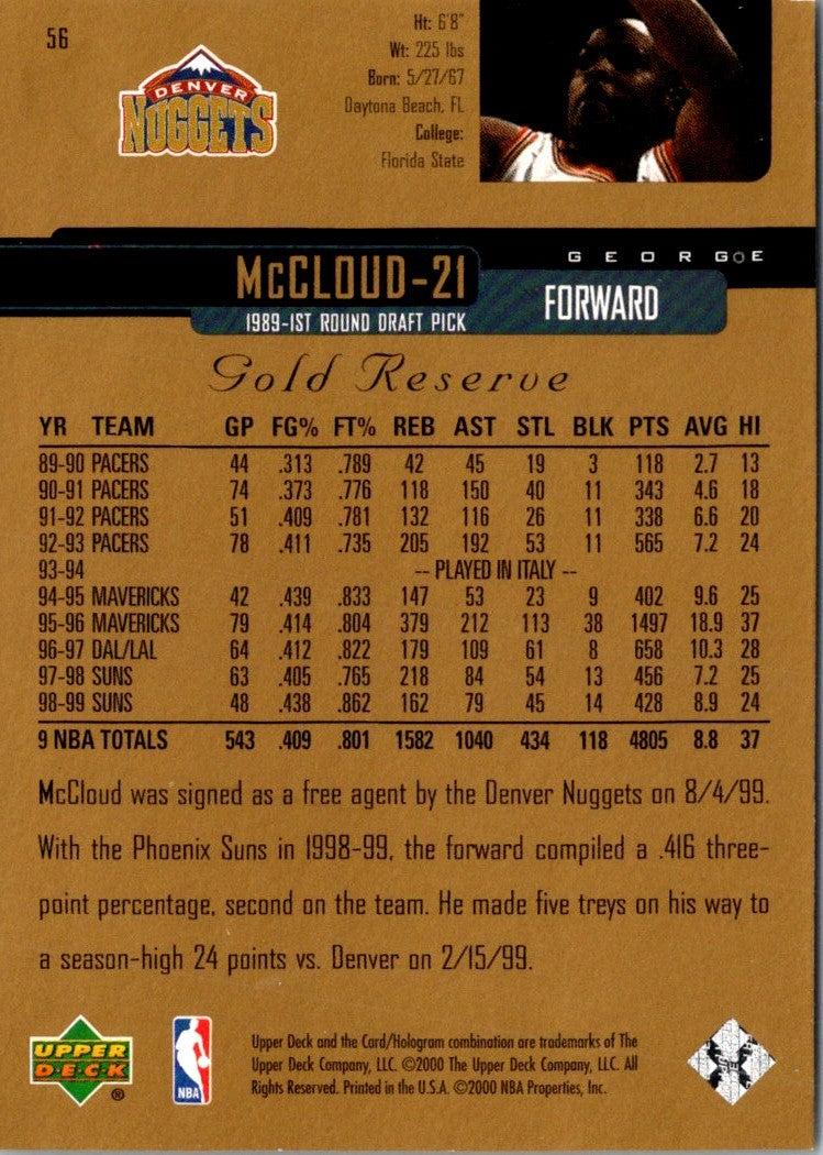 2001 Upper Deck Gold Reserve McCloud