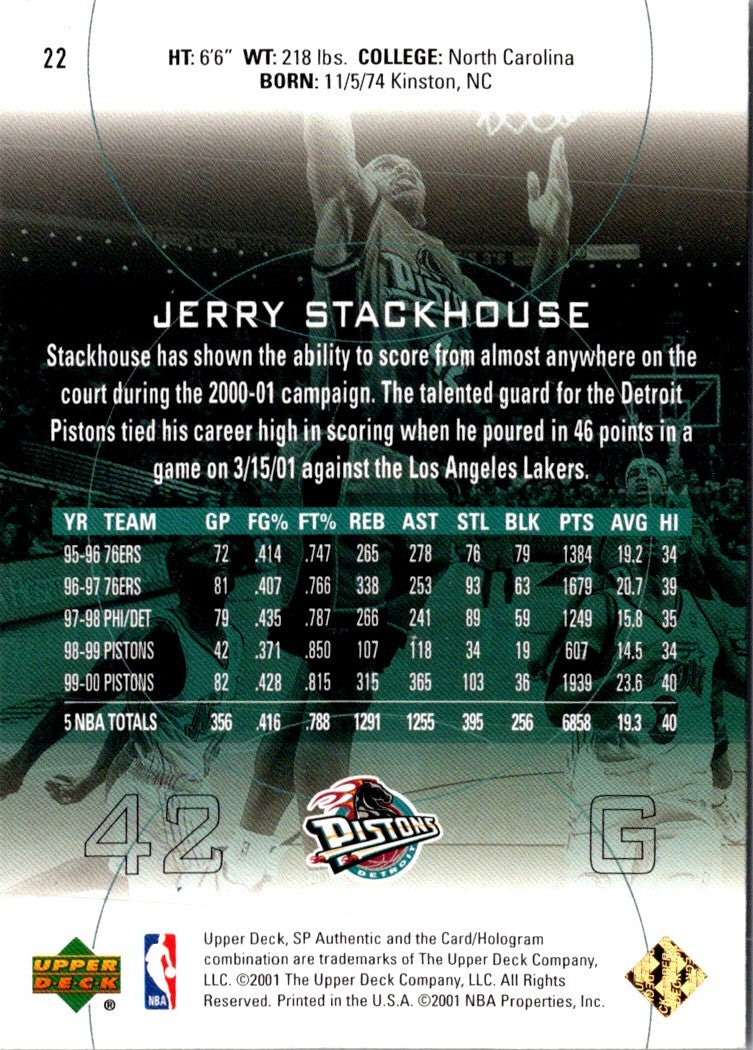 2001 Upper Deck Pros & Prospects Jerry Stackhouse