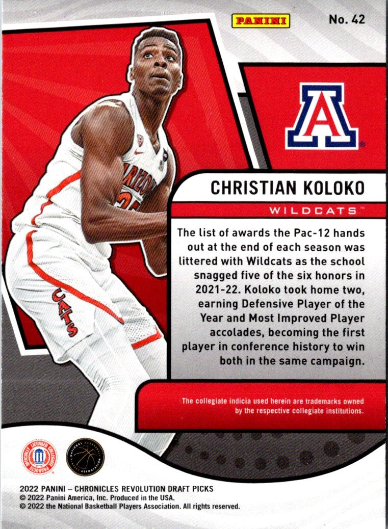 2022 Panini Chronicles Draft Picks Revolution Christian Koloko