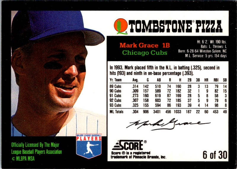 1994 Score Tombstone Pizza Super-Pro Series Mark Grace