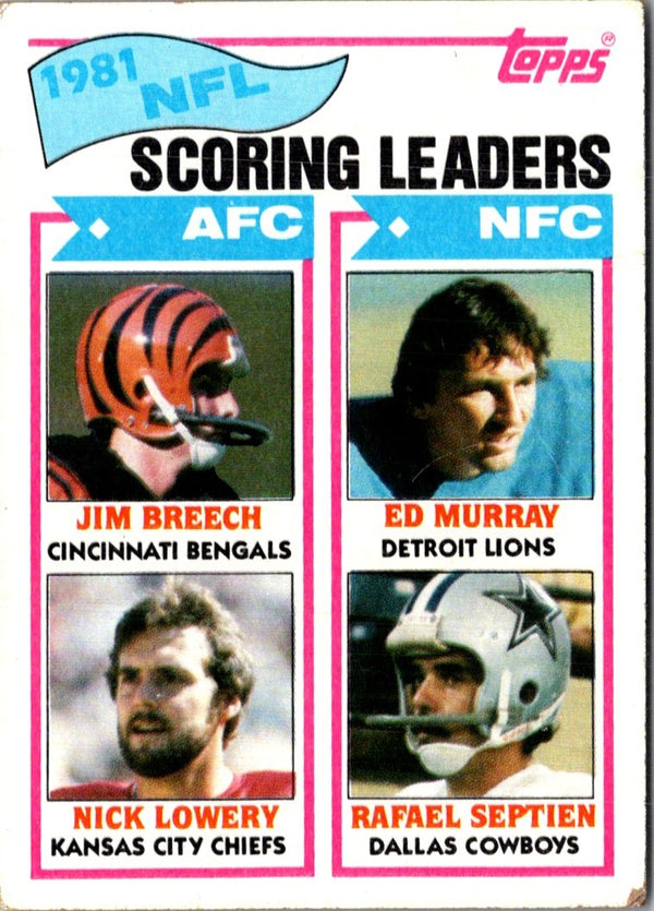 1982 Topps Jim Breech/Ed Murray/Nick Lowery/Rafael Septien #260