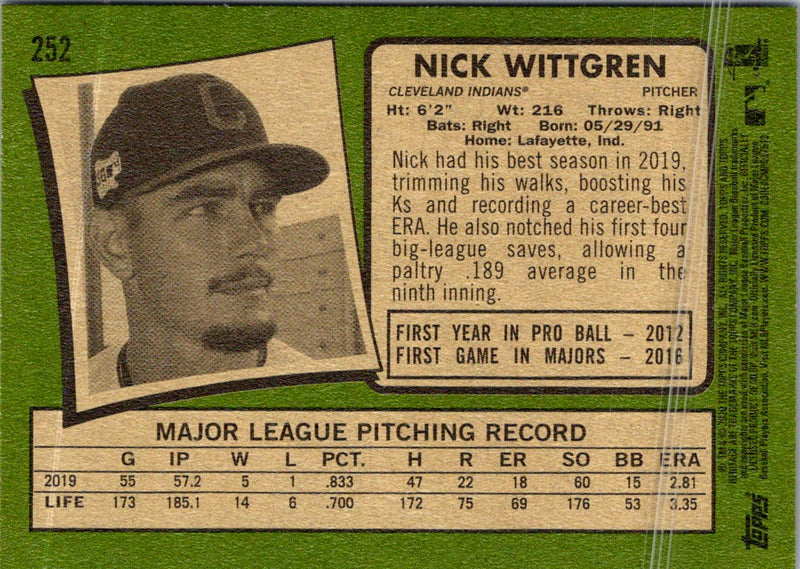 2020 Topps Heritage Nick Wittgren