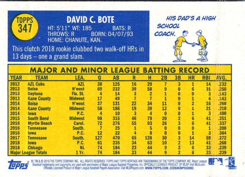 2019 Topps Heritage David Bote