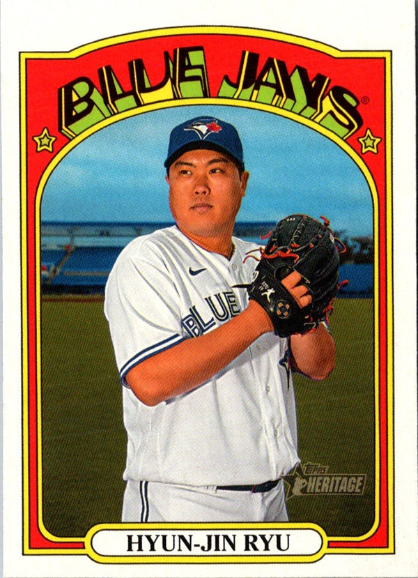 2021 Topps Heritage Red Hyun-Jin Ryu #342