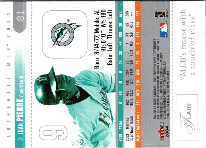 2004 Fleer Authentix Juan Pierre