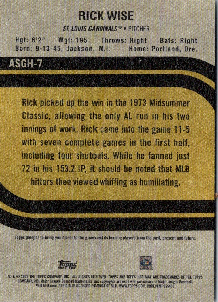 2022 Topps Heritage 50th Anniversary Buybacks Rick Wise