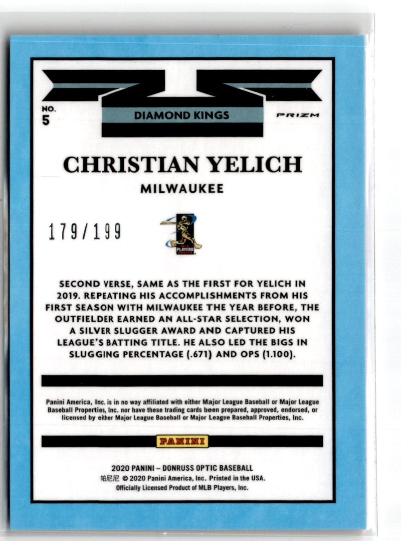 2020 Donruss Optic Pink Velocity Christian Yelich