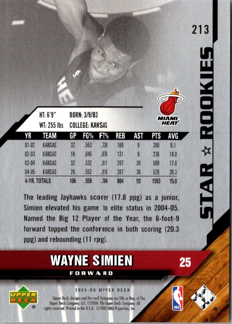 2005 Upper Deck Wayne Simien