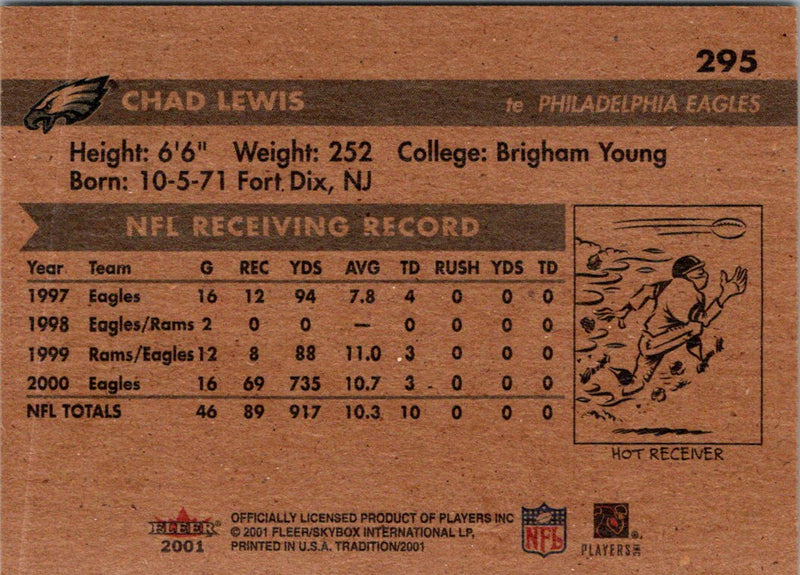 2001 Fleer Tradition Glossy Chad Lewis