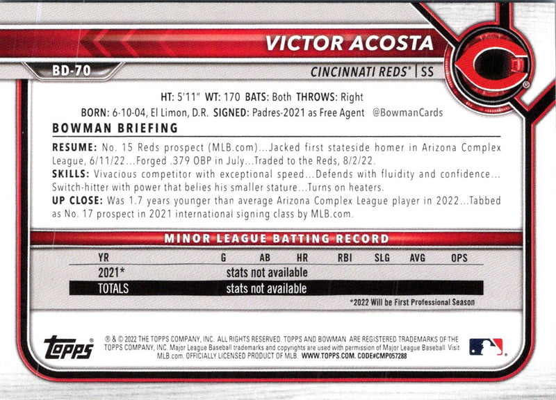 2022 Bowman Draft Baseball Victor Acosta