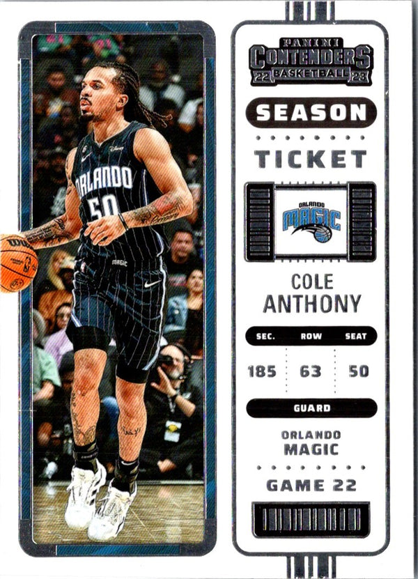 2022 Panini Contenders Season Ticket Cole Anthony #52