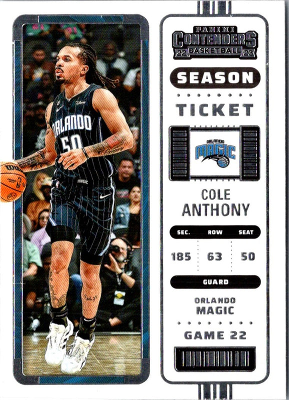 2022 Panini Contenders Season Ticket Cole Anthony #52