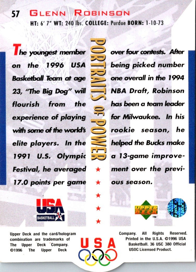 1996 Upper Deck USA Glenn Robinson