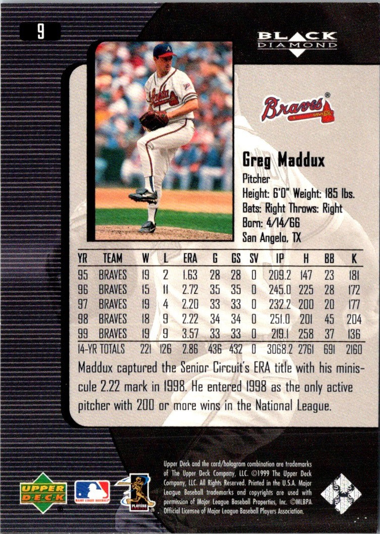 1999 Upper Deck Black Diamond Greg Maddux