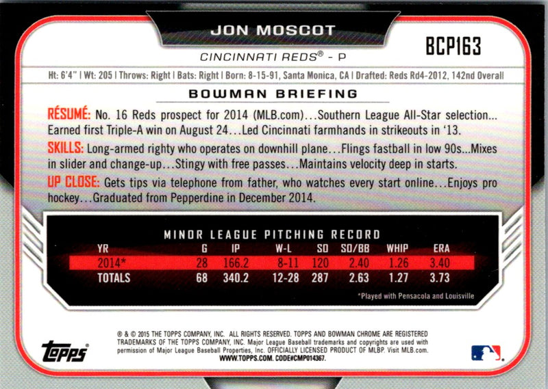 2015 Bowman Chrome Prospects Jon Moscot