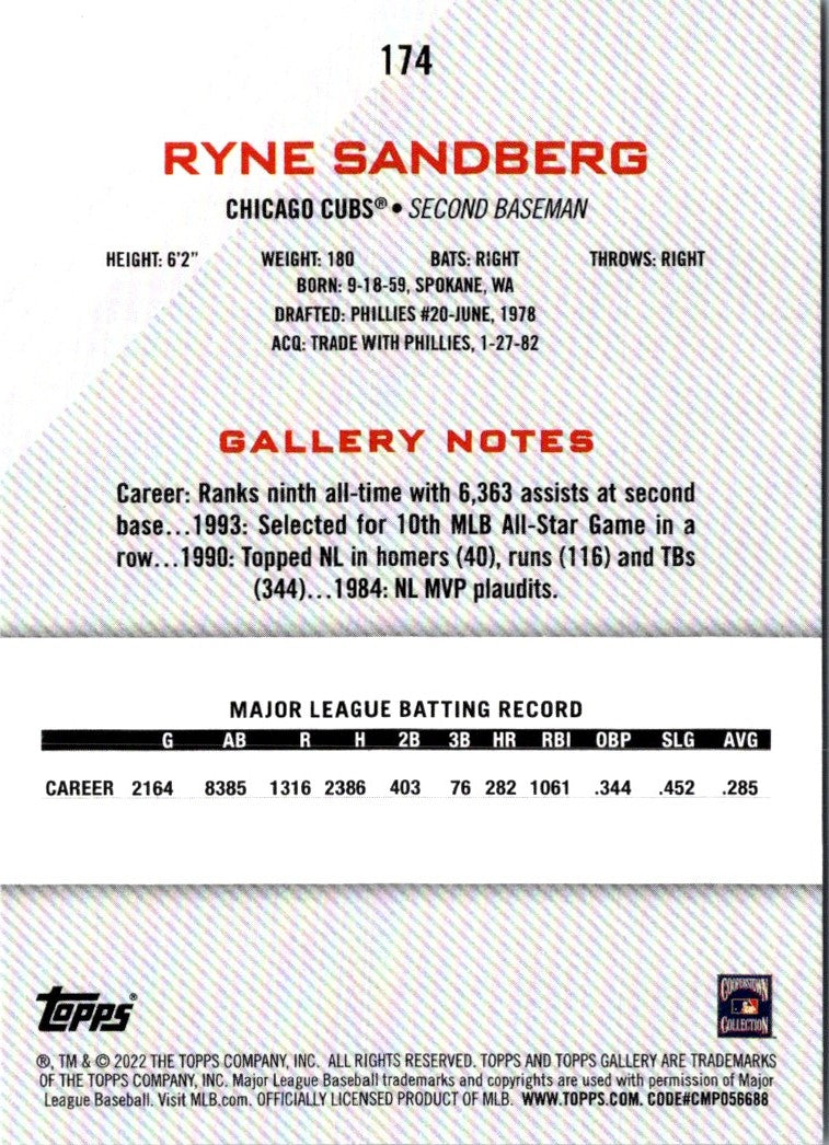 2022 Topps Gallery Ryne Sandberg