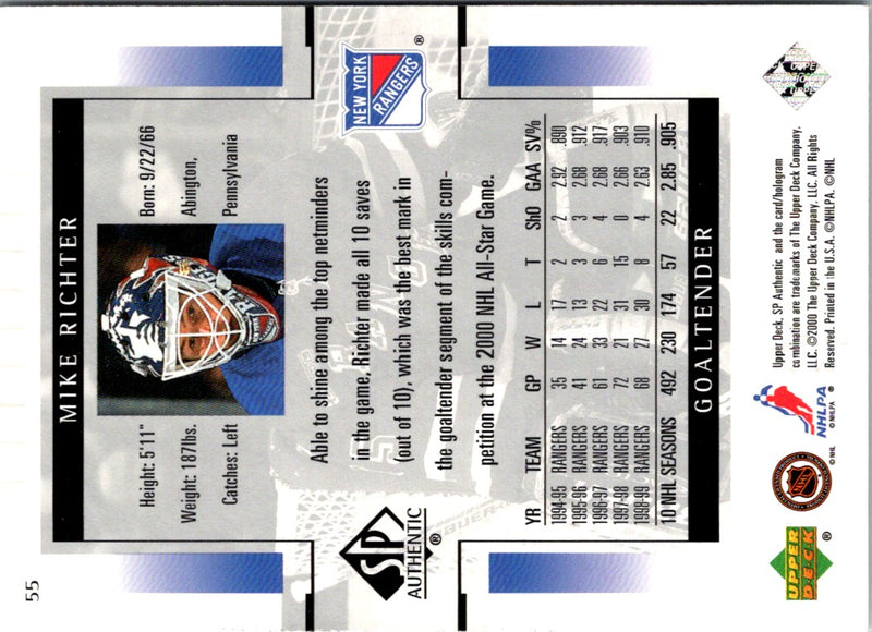 1999 SP Authentic Mike Richter
