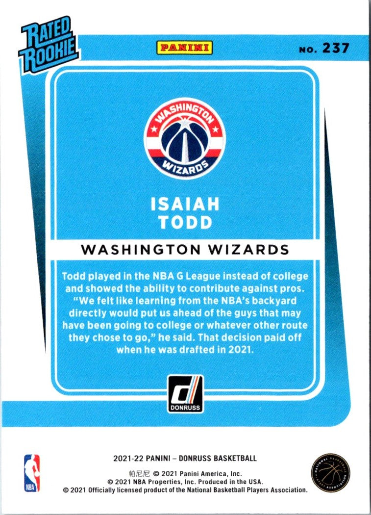 2021 Donruss Rated Rookies Isaiah Todd