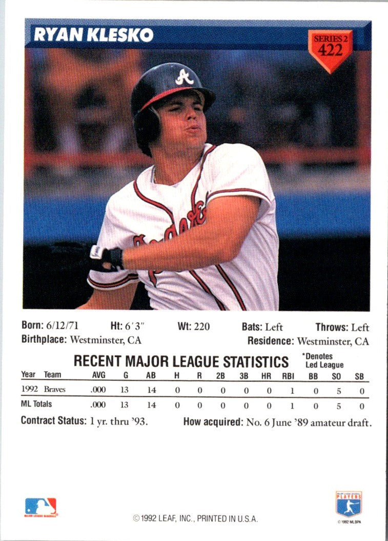 1993 Donruss Ryan Klesko
